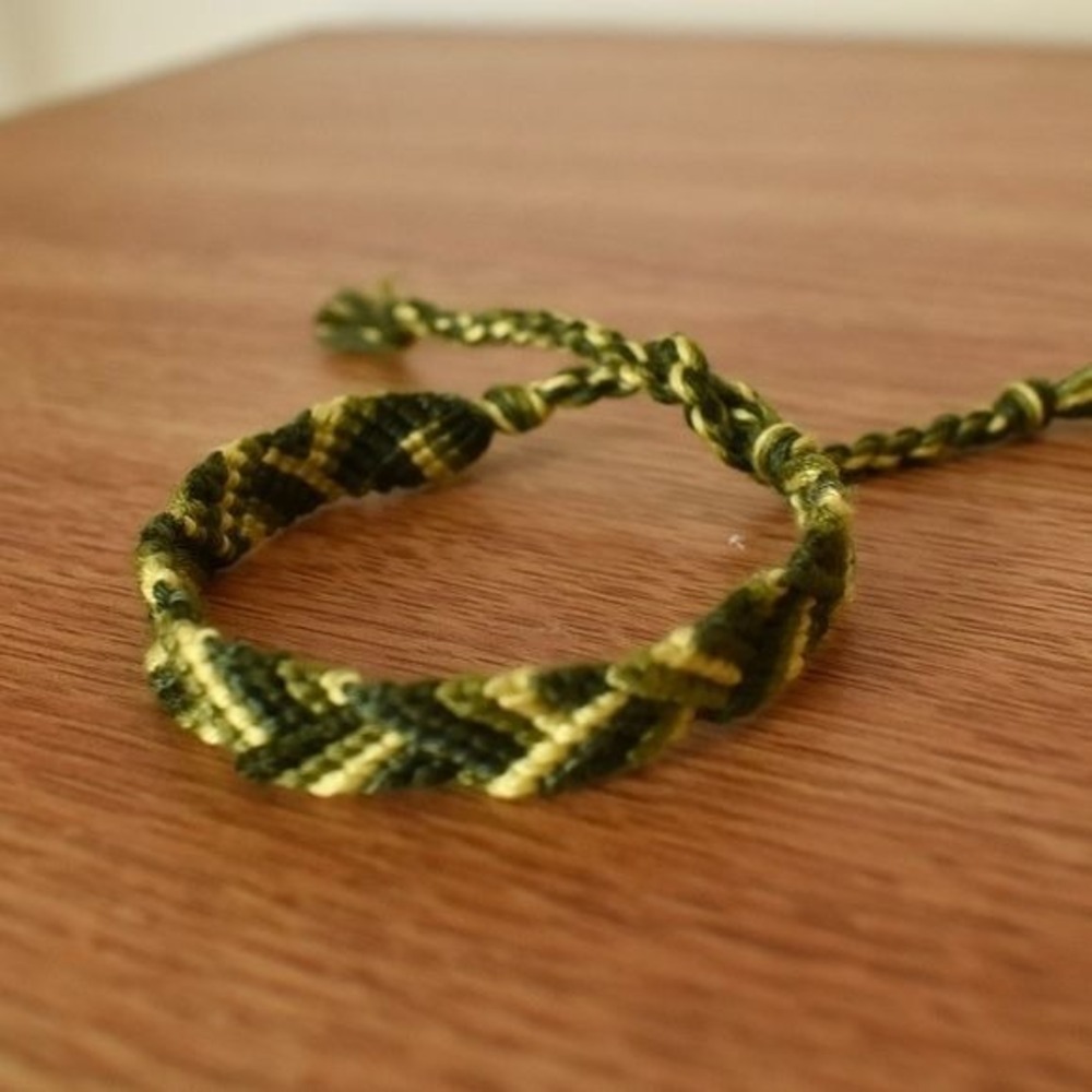 Handmade Woven Chevron Friendship Bracelet OS Green Pink Yellow Women Summer